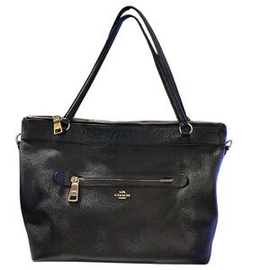 Coach Tyler (Taylor) Tote Bag in Black Polished Pebble Leather